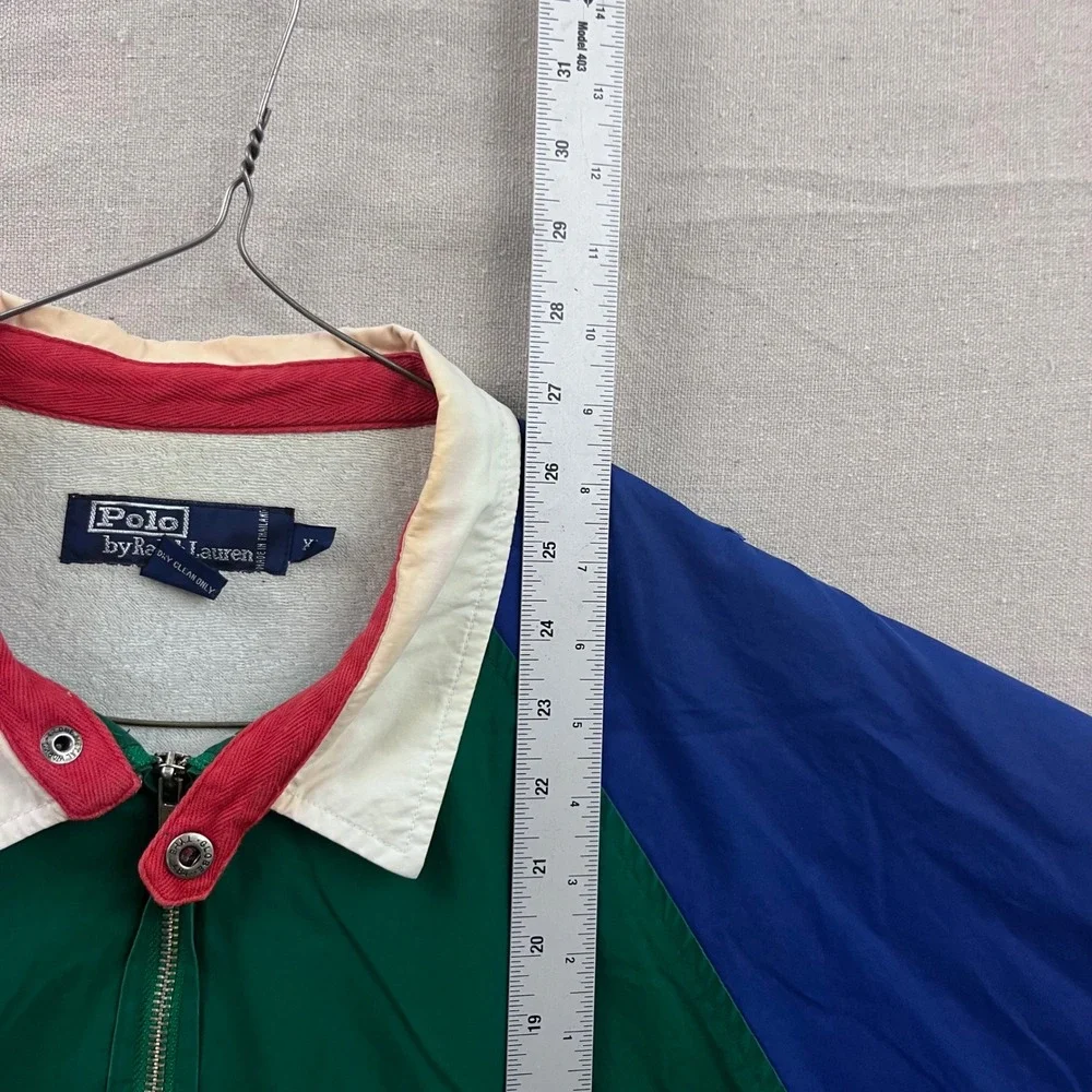 Polo Ralph Lauren Windbreaker‎ XL Green Blue Colorblock Vintage Full Zip Jacket